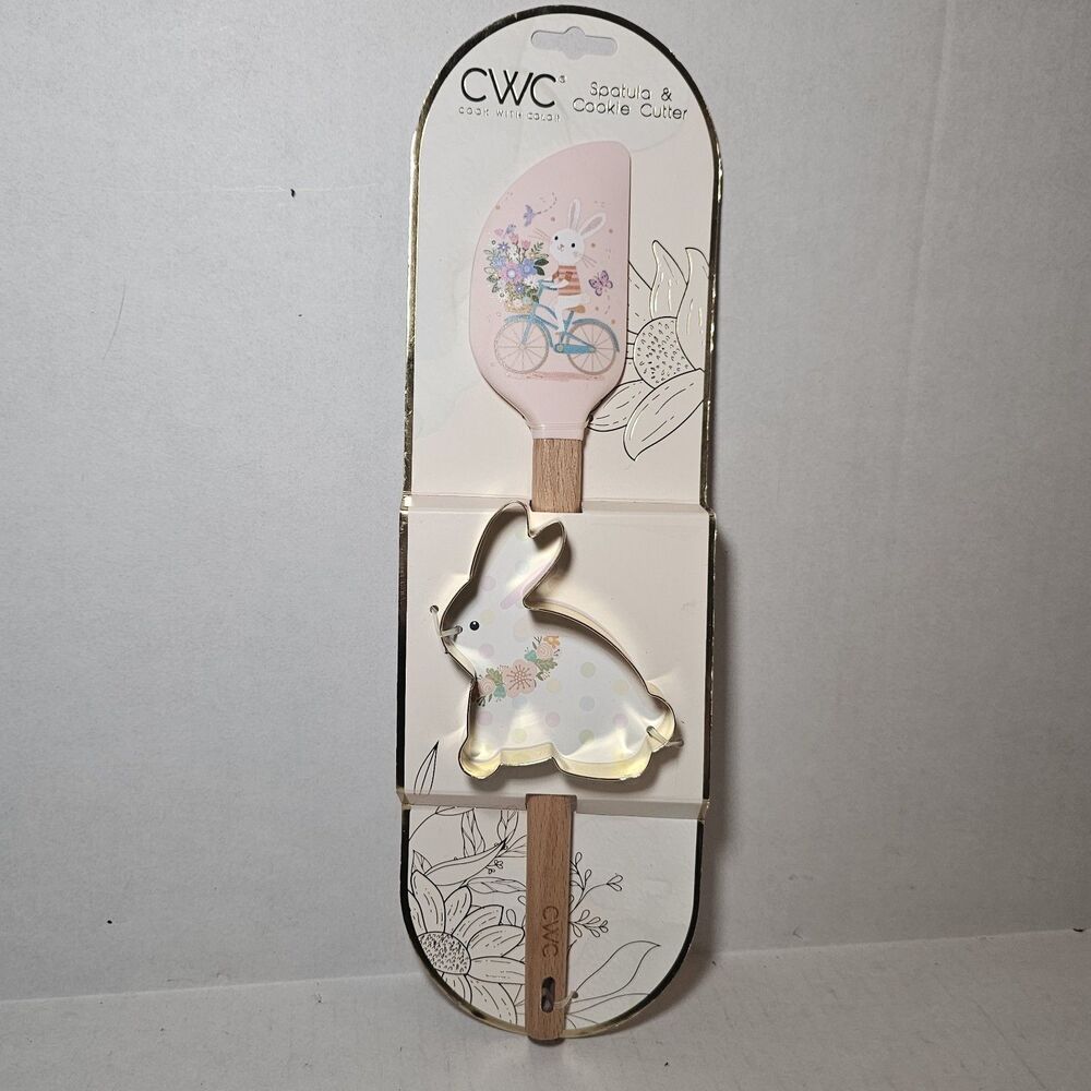 CWC Cook With Color Easter Bunny Silicone Spatula & Bunny Cookie Cutter Set NEW